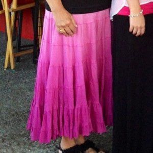 BOHO Aqua Ombre Pink Maxi Skirt L